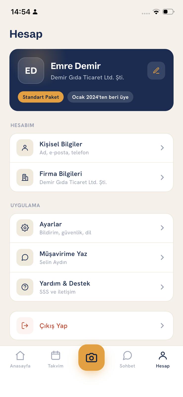 DijiMüşavir — Account · Company profile & plan