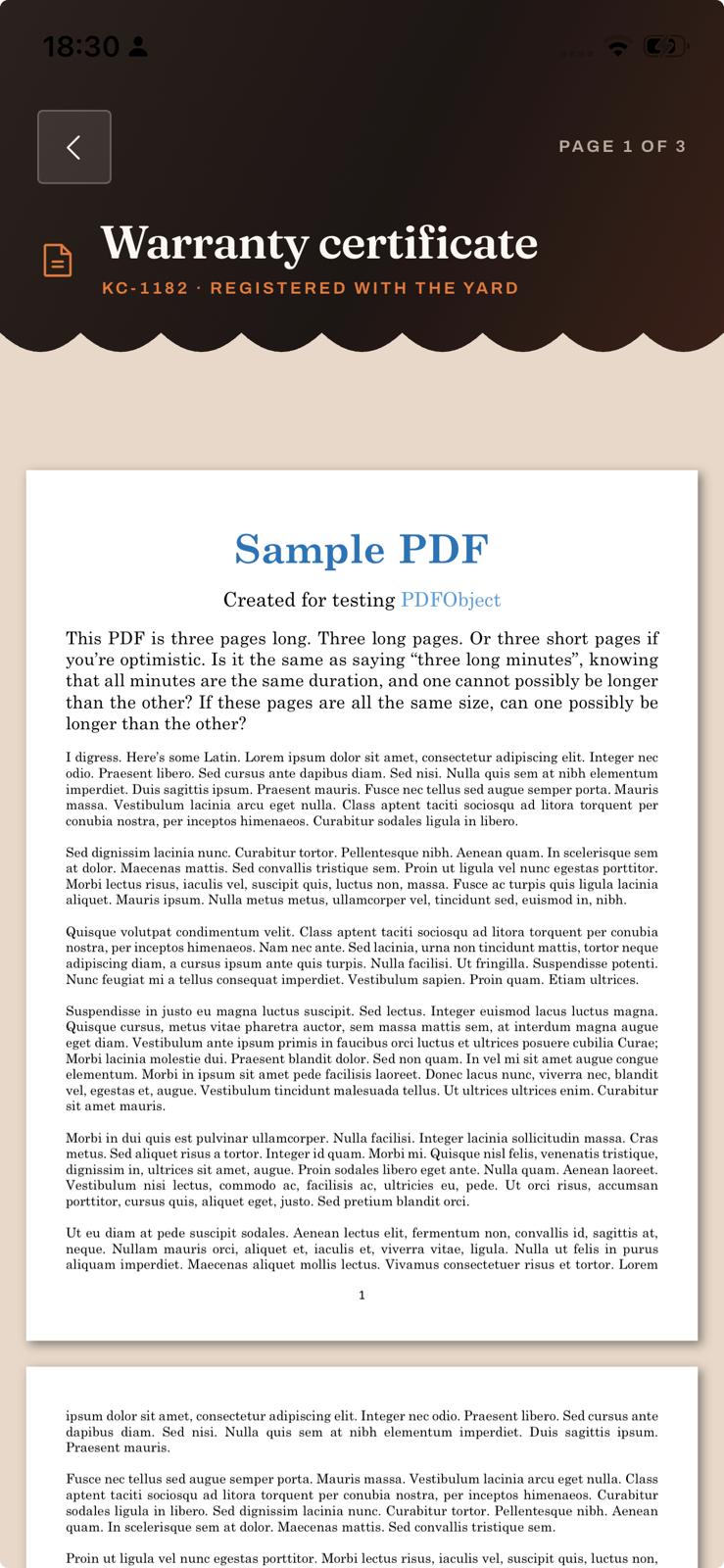 Kiln & Course — Warranty certificate · In-app PDF
