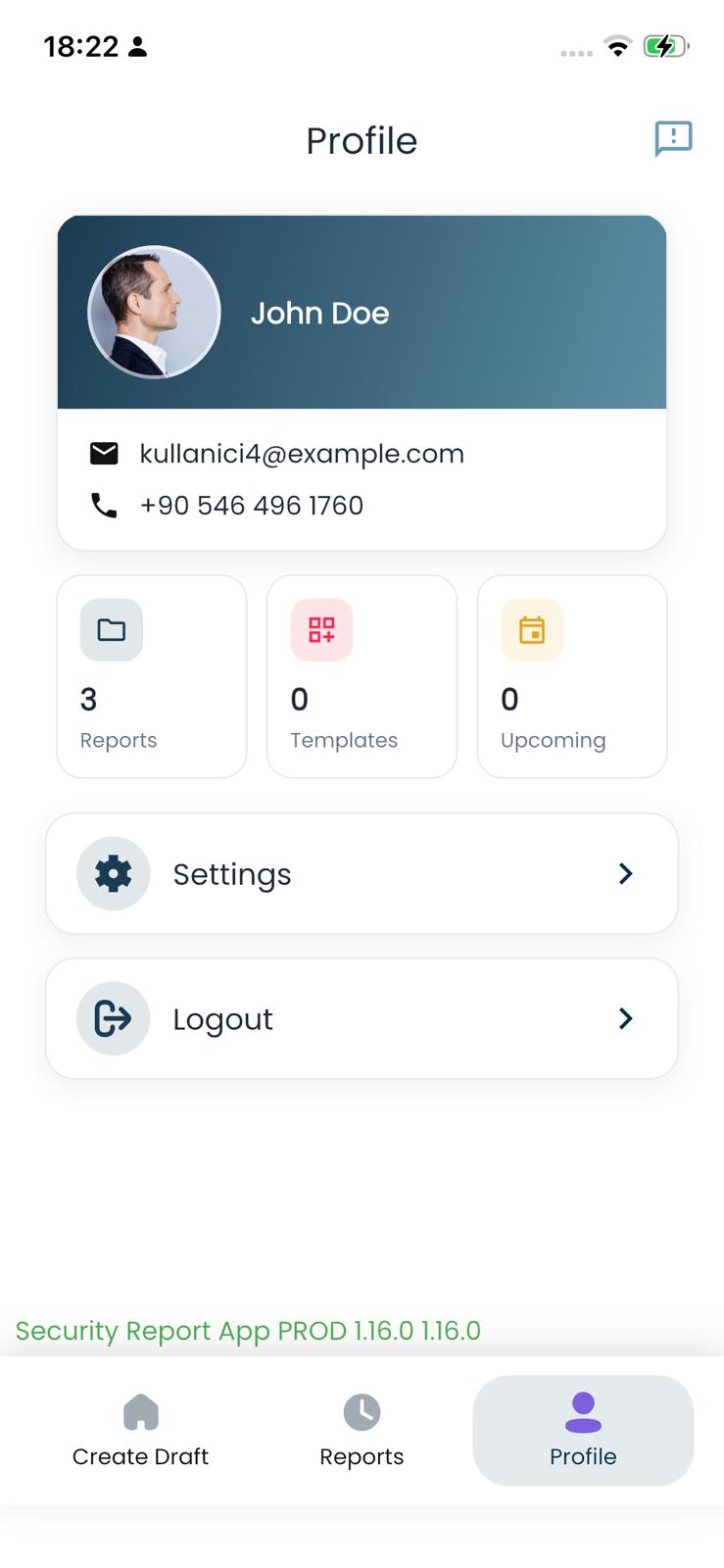 Security Report App — Profile · Analyst workload