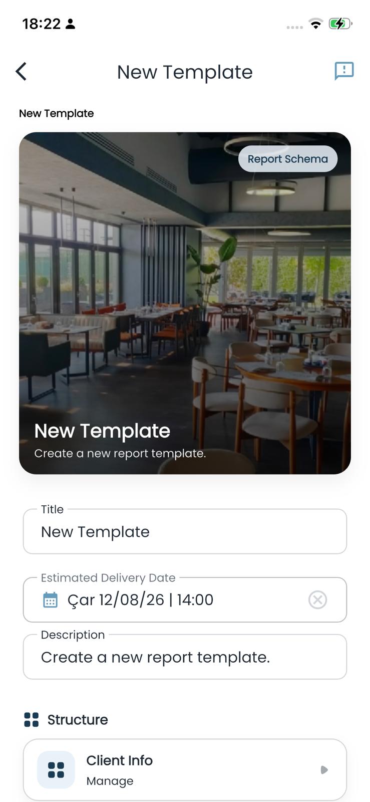 Security Report App — New template · Report schema